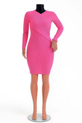 V-Neck Knitted Dress - women clothing