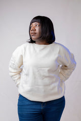 Round Neck Pullover Sweater- Women clothing